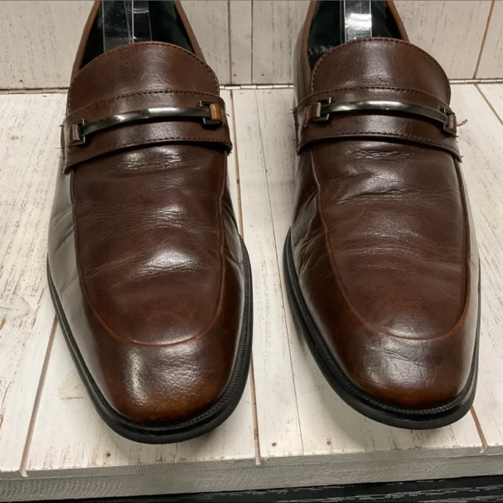ALFANI‎ 360 Flex Mens Cedric Brown Leather Loafers Size 9M